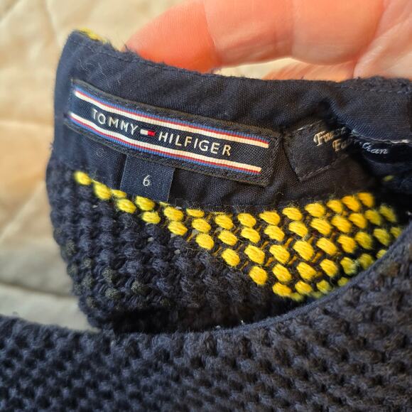 Tommy Hilfiger Dress Women's 6 Navy Primary Stripe Textured Beach Coastal READ - Picture 7 of 13